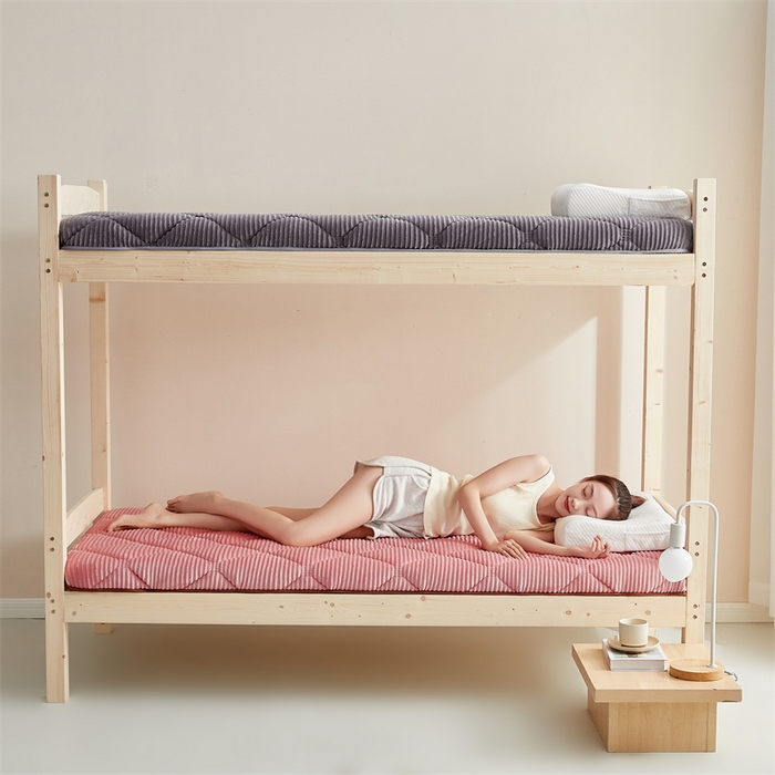 91家纺网 家纺一手货源 找家纺 2025新款柔软舒适魔法绒棉花床垫系列-学生款 清新粉