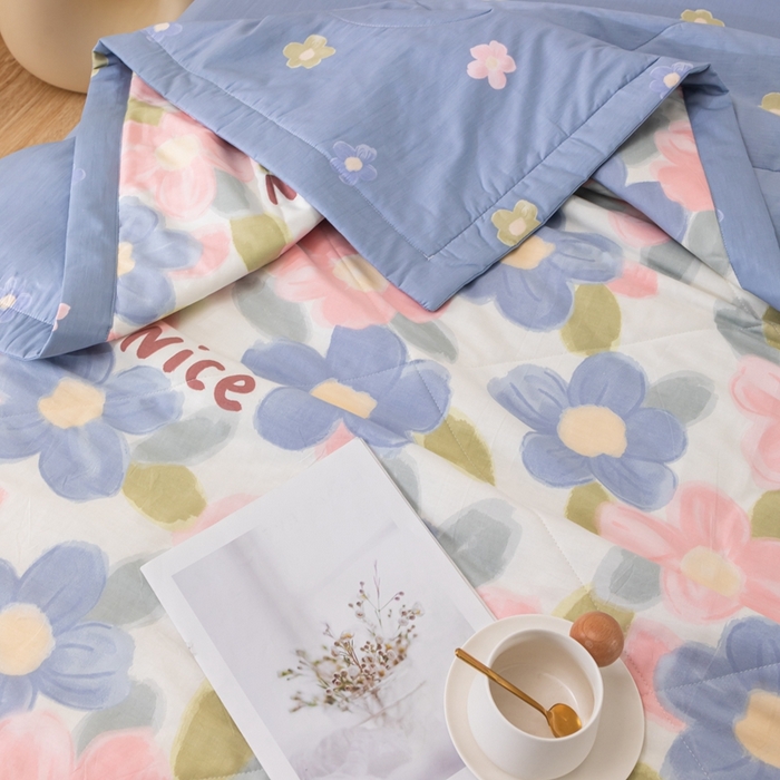 91家纺网 家纺一手货源 找家纺 鑫棉坊 2025新款A类全棉印花大豆纤维空调被大豆被 蓝海晨光