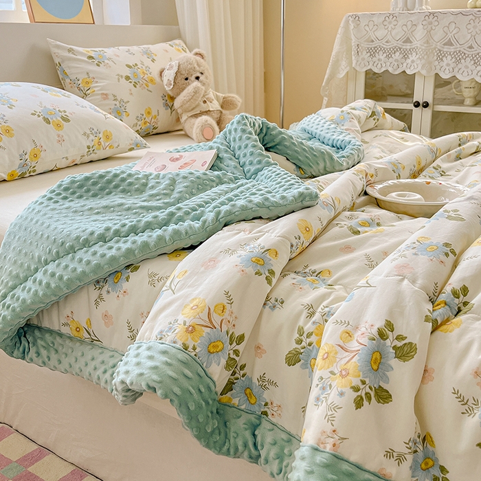 91家纺网 家纺一手货源 找家纺 梦依依 2025新款40支全棉豆豆被大豆被夏被春秋被子被芯 加微信送买家秀 冷露金桂