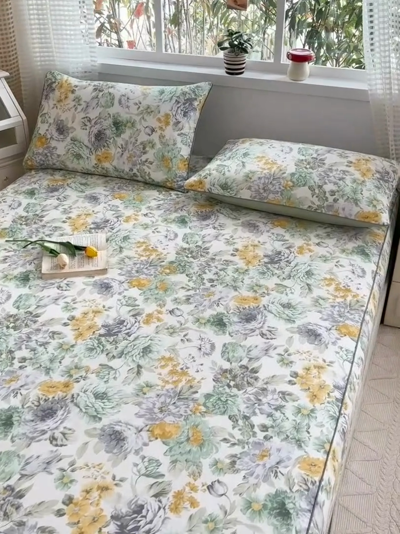 91家纺网 家纺一手货源 找家纺 元元被芯 2025新款40支13372全棉印花全棉隐藏式夹棉床笠 亦语