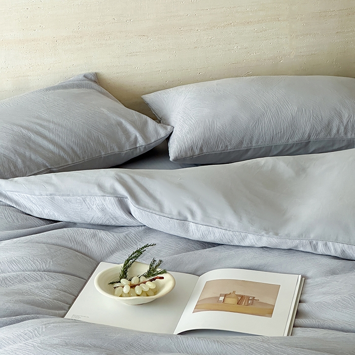 91家纺网 家纺一手货源 找家纺 梦享生活家居 2025新款全棉三层肌理提花四件套-素写系列 素写-银灰