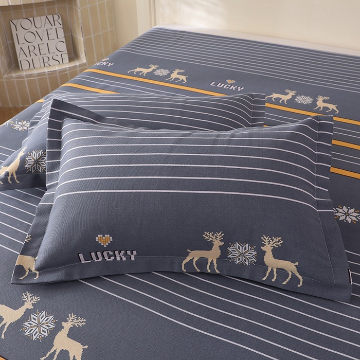 91家纺网 家纺一手货源 找家纺 幸嘉轩2025新款亲肤舒适床单三件套 鹿缘