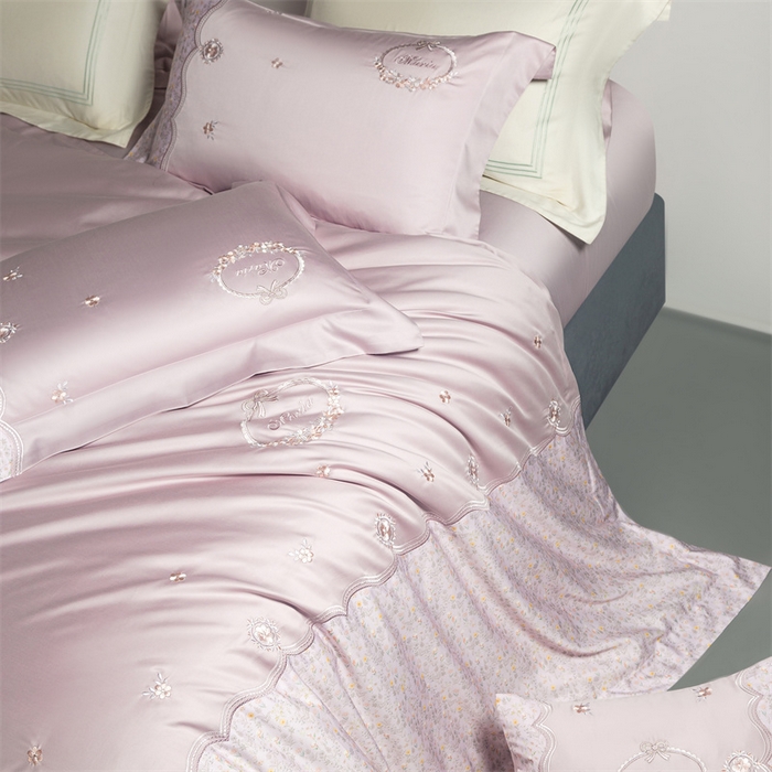 91家纺网 家纺一手货源 找家纺 高大尚婚庆馆 2025新款艾能棉高端绣花四件套-巴黎甜心 巴黎甜心-薰衣草紫