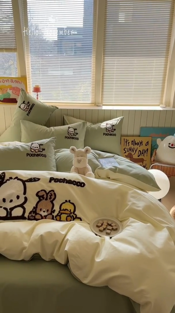 91家纺网 家纺一手货源 找家纺 金爱家 2025新款全棉毛巾绣四件套 毛巾绣-俏皮帕哈狗