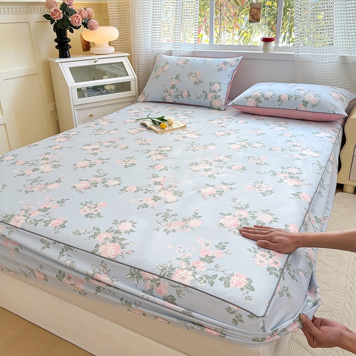 91家纺网 家纺一手货源 找家纺 元元被芯 2025新款40支13372全棉印花全棉隐藏式夹棉床笠 初妤