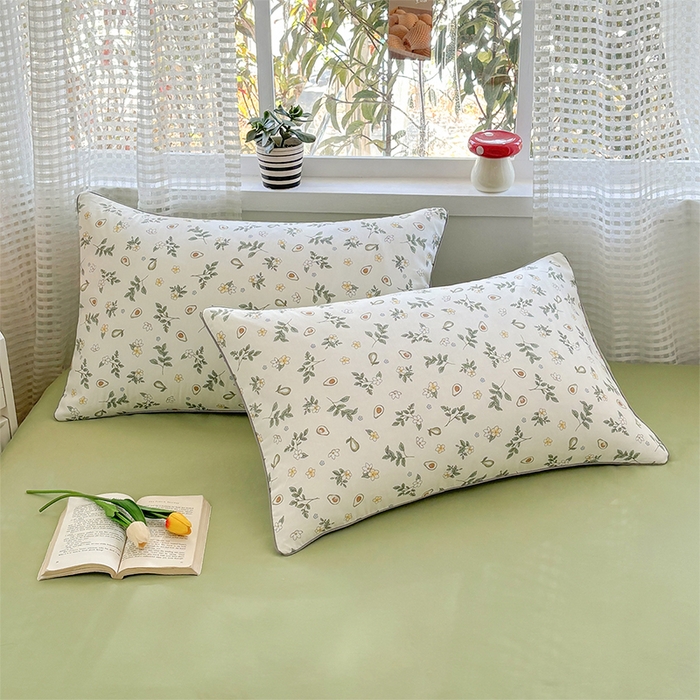 91家纺网 家纺一手货源 找家纺 元元被芯 2025新款40支13372全棉印花全棉隐藏式夹棉枕套 绿意