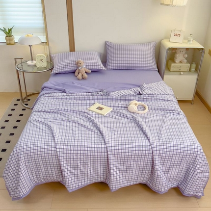91家纺网 家纺一手货源 找家纺 （总）米菲 2025新款 亲肤舒适简约条纹夏被