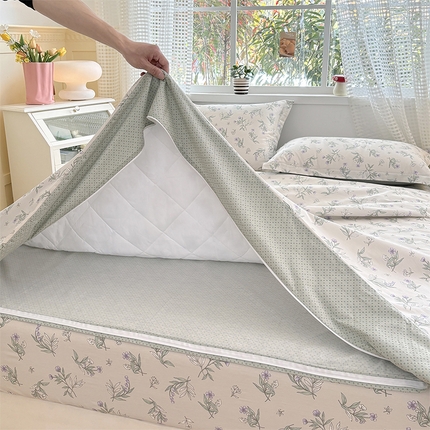 元元被芯 2025新款40支13372全棉印花全棉隐藏式夹棉被套 宁静