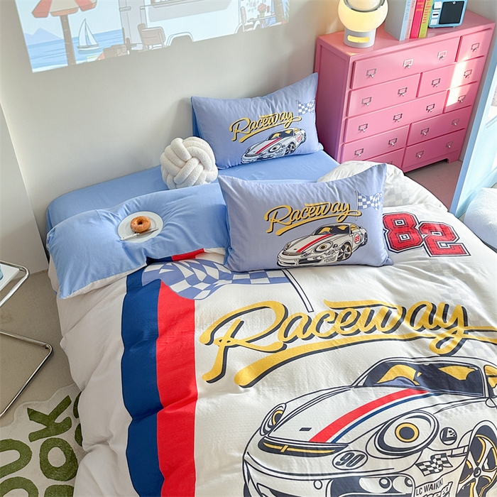 91家纺网 家纺一手货源 找家纺 馨语家居 2025新款全棉双层纱四件套 速度之王