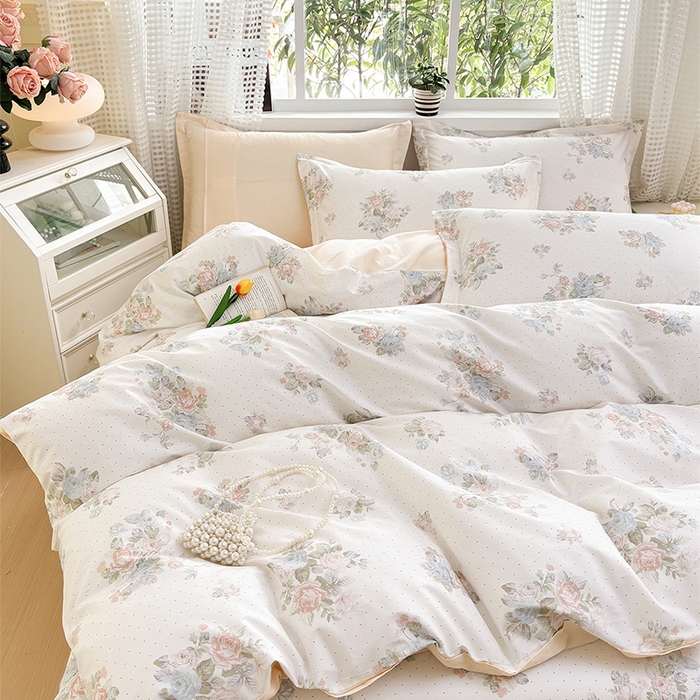 91家纺网 家纺一手货源 找家纺 元元被芯 2025新款40支13372全棉印花全棉被套夹棉四件套 花舞