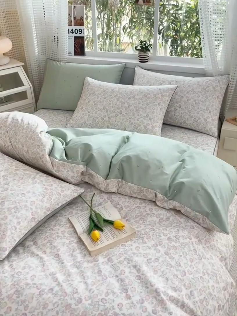 91家纺网 家纺一手货源 找家纺 元元被芯 2025新款40支13372全棉印花全棉隐藏式夹棉被套 悠然