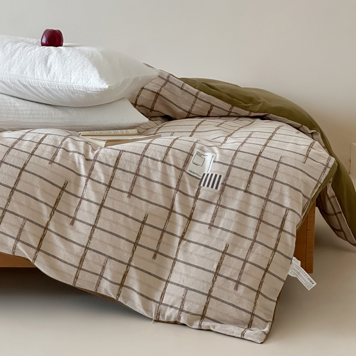 91家纺网 家纺一手货源 找家纺 月夏 202吉尔伯特-浅咖新款全棉双层纱被套全棉被套单被套 吉尔伯特-浅咖