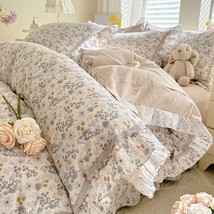 91家纺网 家纺一手货源 找家纺 （总）艾唯希家纺 2025新款全棉法式花边纯棉四件套公主风田园系列第六批