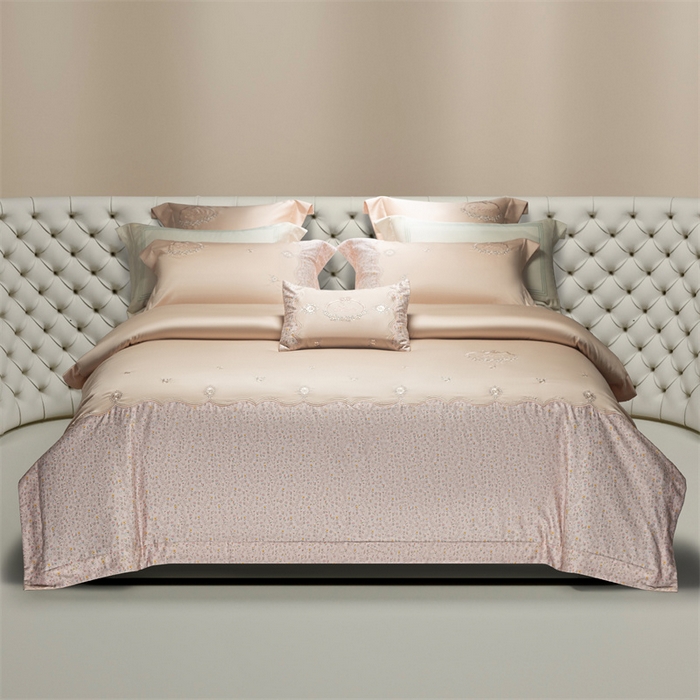 91家纺网 家纺一手货源 找家纺 高大尚婚庆馆 2025新款艾能棉高端绣花四件套-巴黎甜心 巴黎甜心-香妃玉