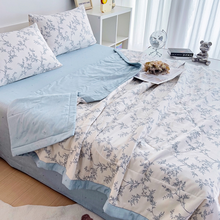 91家纺网 家纺一手货源 找家纺 鑫棉坊 【又降价啦】2025新款全棉A类印花纯棉花夏被可机洗空调被 满庭