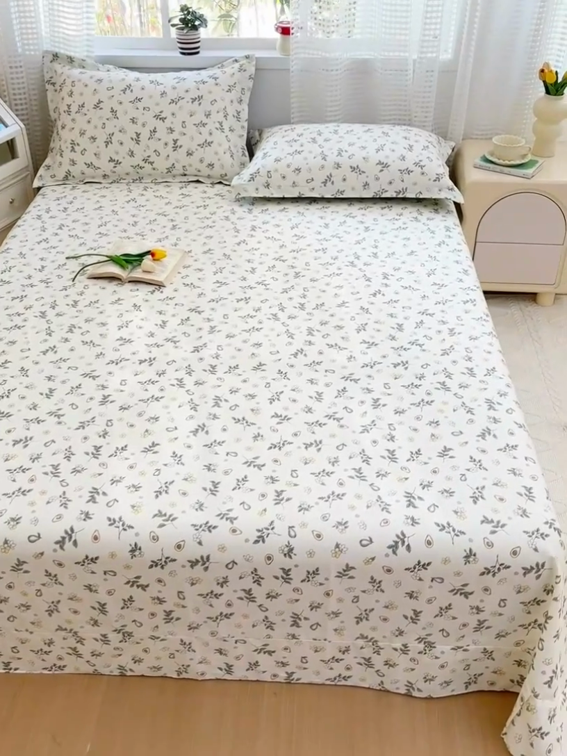 91家纺网 家纺一手货源 找家纺 元元被芯 2025新款40支13372全棉印花全棉床单 绿意