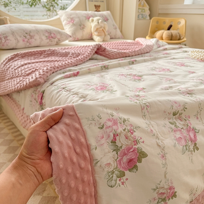 91家纺网 家纺一手货源 找家纺 梦依依 2025新款40支全棉豆豆被大豆被夏被春秋被子被芯 加微信送买家秀 兰栀半夏-粉