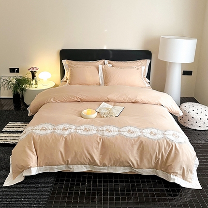 典曼家纺 2025新款A类刺绣四件套-克莉斯 克莉斯-咖