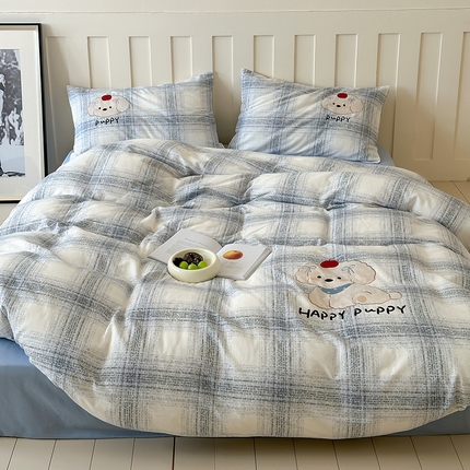 91家纺网 家纺一手货源 找家纺 （总）圆岛家纺 2025新款全棉双层纱贴布绣四件套