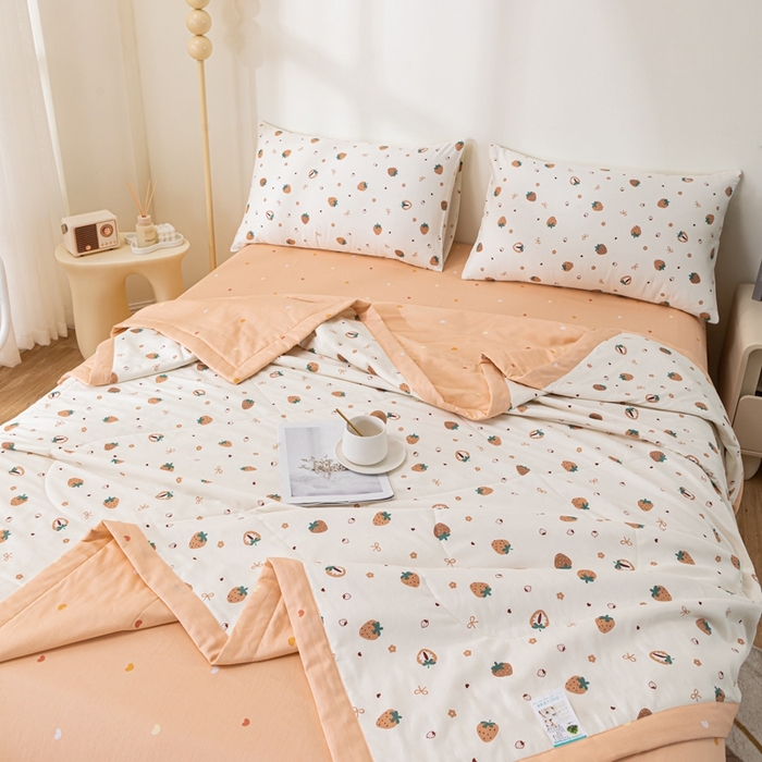 91家纺网 家纺一手货源 找家纺 鑫棉坊 2025新款A类全棉印花大豆纤维空调被大豆被 浪漫甜心