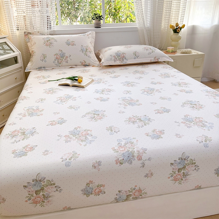 91家纺网 家纺一手货源 找家纺 元元被芯 2025新款40支13372全棉印花全棉床笠 花舞