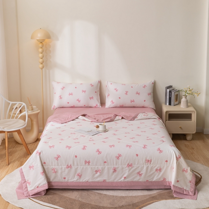 91家纺网 家纺一手货源 找家纺 鑫棉坊 2025新款A类全棉印花大豆纤维空调被大豆被 流光浅梦-米