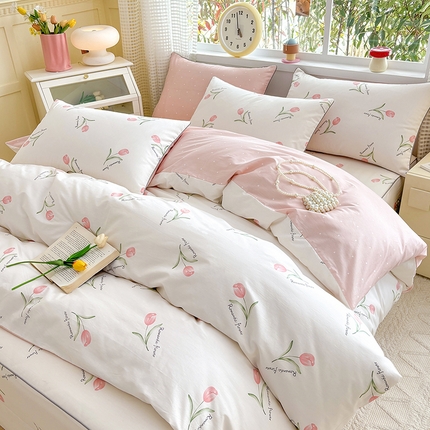 元元被芯 2025新款40支13372全棉印花全棉夹棉床笠四件套 昕动