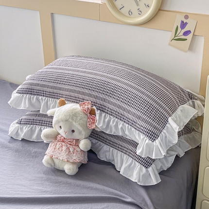 91家纺网 家纺一手货源 找家纺 （总）老K (原美阁） 2025新款亲肤舒适针织棉泡泡纱花边单枕套