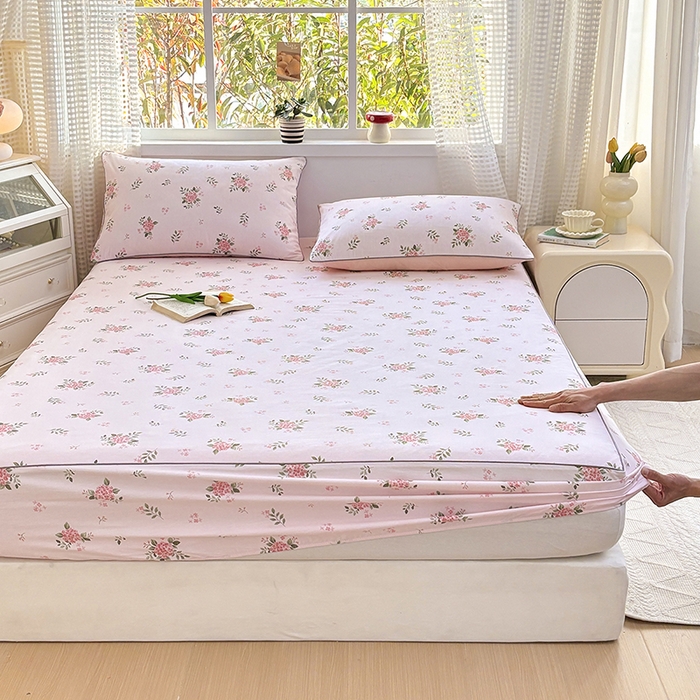 91家纺网 家纺一手货源 找家纺 元元被芯 2025新款40支13372全棉印花全棉隐藏式夹棉床笠 诗雨