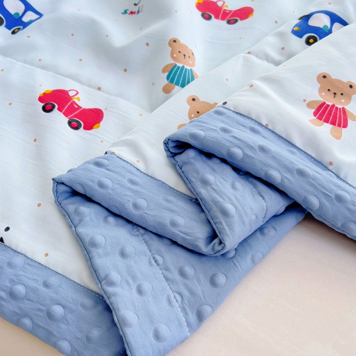 91家纺网 家纺一手货源 找家纺 鑫棉坊 2025新款A类水洗棉豆豆双层纱棉花夏凉被 小汽车