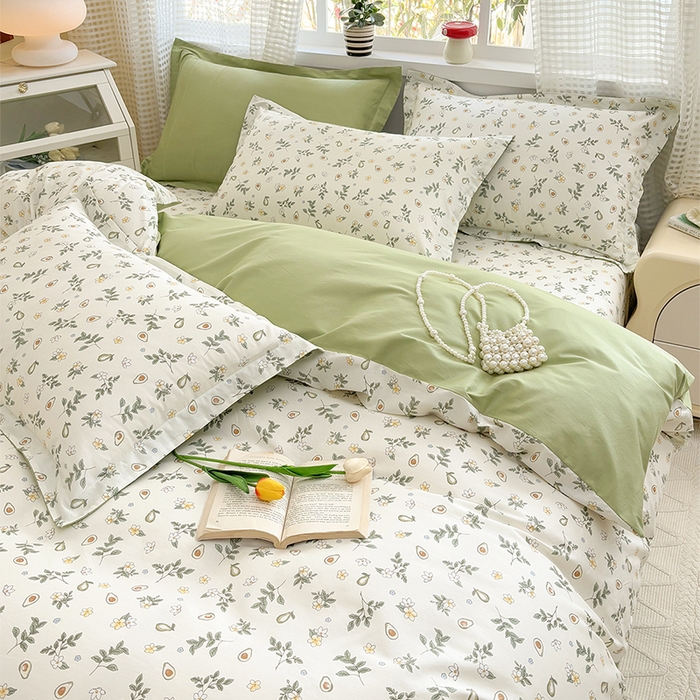 91家纺网 家纺一手货源 找家纺 元元被芯 2025新款40支13372全棉印花全棉被套 绿意