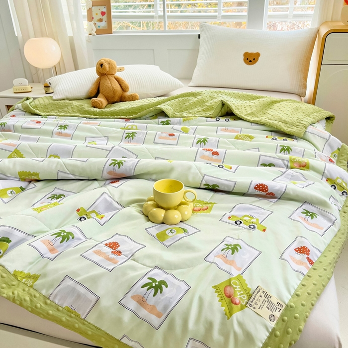 91家纺网 家纺一手货源 找家纺 鑫棉坊 2025新款A类水洗棉豆豆双层纱棉花夏凉被 绿野仙踪