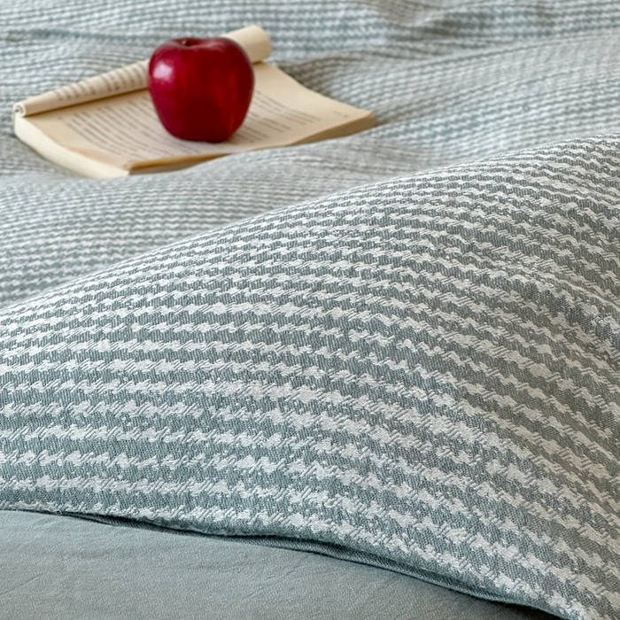 91家纺网 家纺一手货源 找家纺 月夏 2025新款全棉双层纱被套全棉被套单被套 莫克-绿