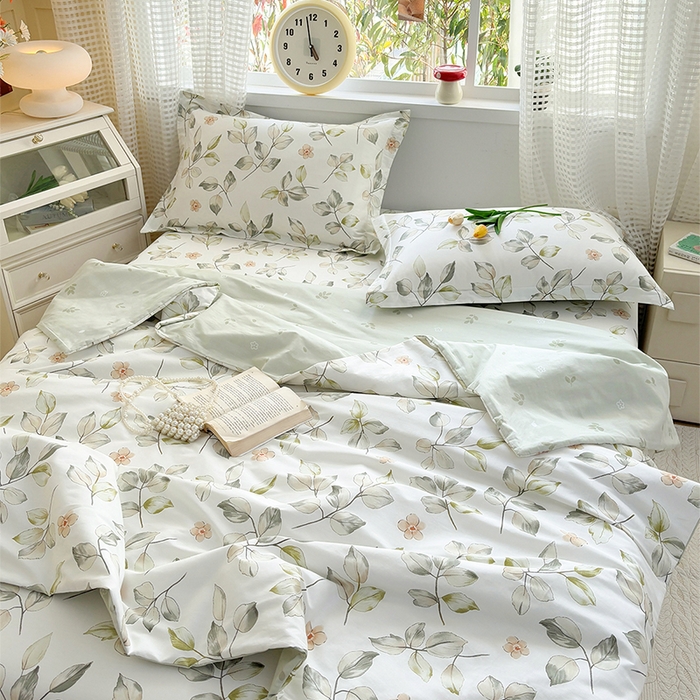 91家纺网 家纺一手货源 找家纺 元元被芯 2025新款40支13372全棉印花夏被四件套 春溪