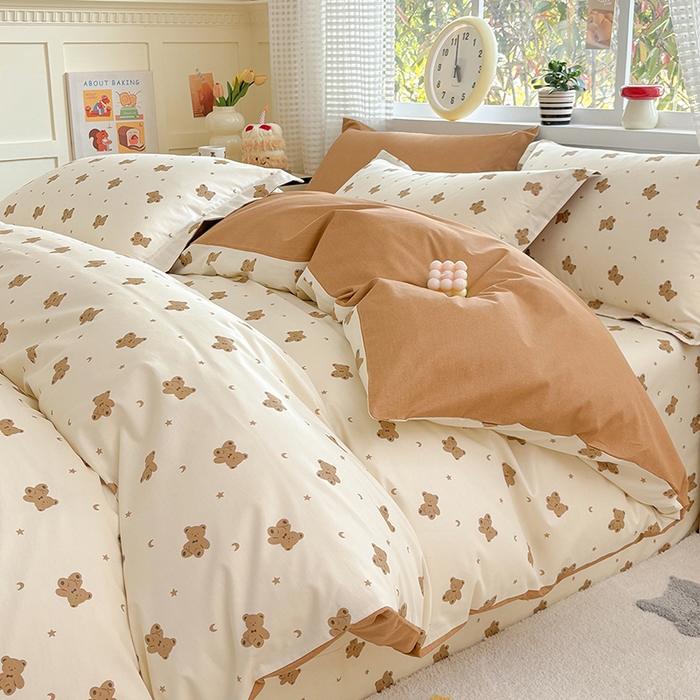 91家纺网 家纺一手货源 找家纺 元元被芯 2025新款40支13372全棉印花全棉四件套 熊尼