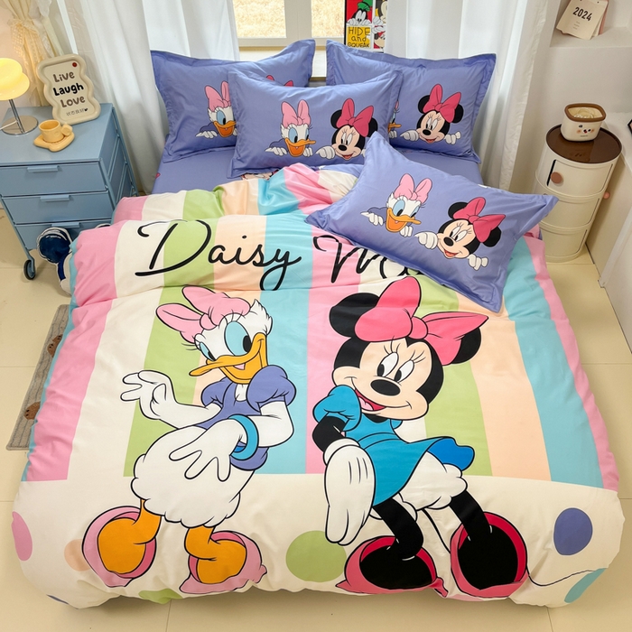 91家纺网 家纺一手货源 找家纺 典曼家纺 2025新款迪士尼大版印花卡通四件套 黛西米妮
