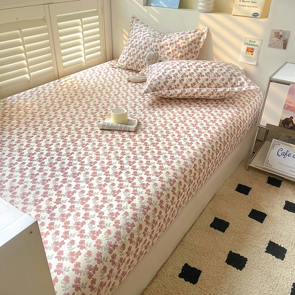 91家纺网 家纺一手货源 找家纺 （总）百寐2025新款全棉13372床笠被套单品枕套三四件套学生组合加大单件-单床笠单床单