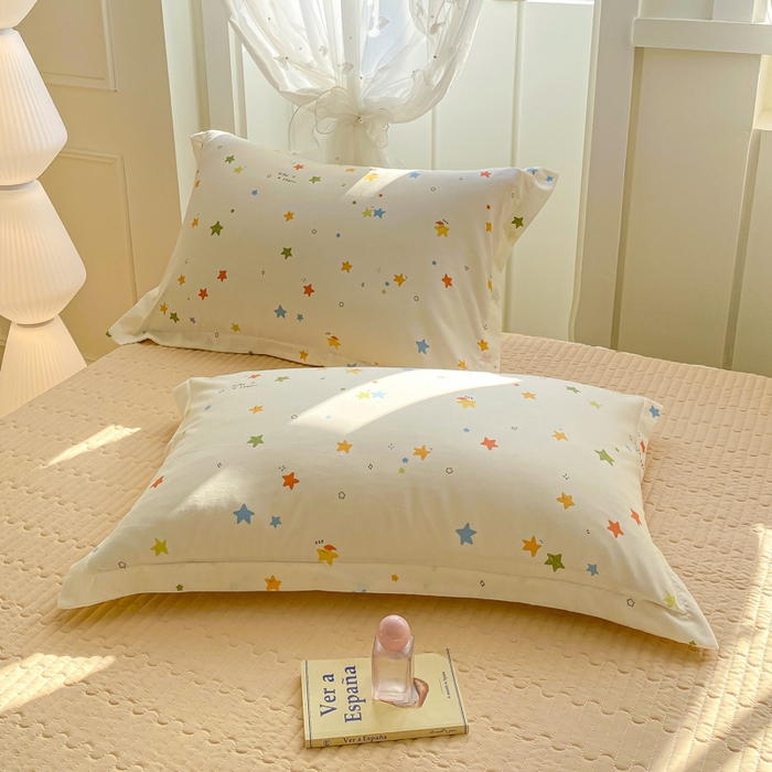 91家纺网 家纺一手货源 找家纺 梦莱斯 2025直播爆款公主风A类针织棉床盖四件套AA版被套 繁星点点