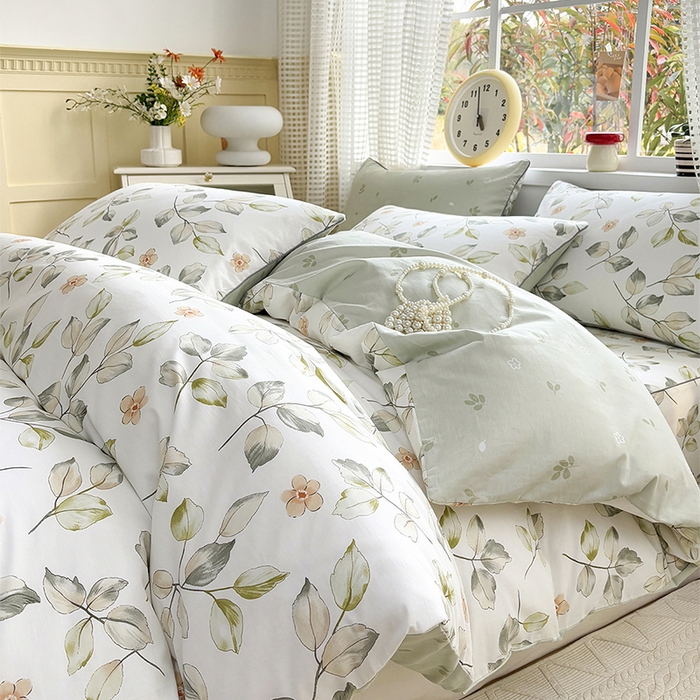 91家纺网 家纺一手货源 找家纺 元元被芯 2025新款40支13372全棉印花全棉隐藏式夹棉被套 春溪