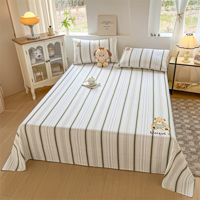 91家纺网 家纺一手货源 找家纺 笙意家纺2025新款全棉老粗布单品单床单 莫奈绿