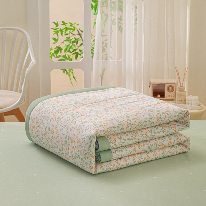 91家纺网 家纺一手货源 找家纺 鑫棉坊 2025新款A类全棉印花大豆纤维空调被大豆被 千野-黄