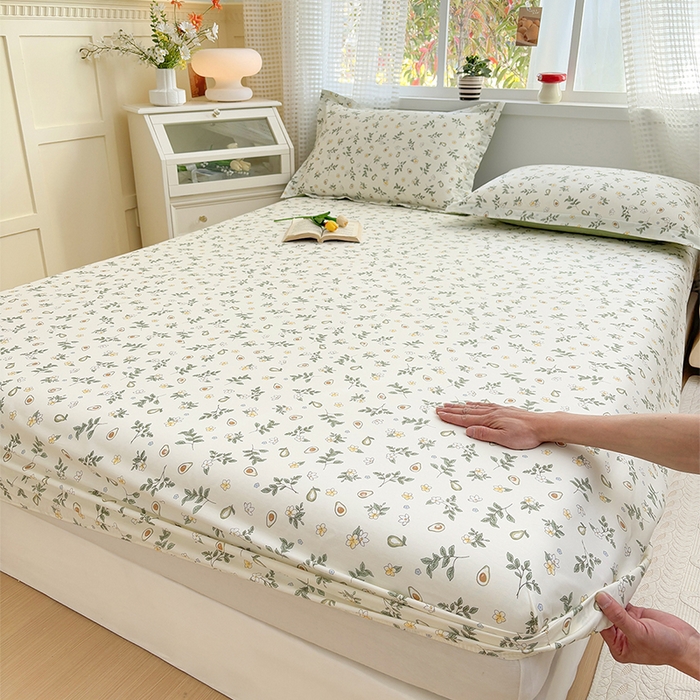 91家纺网 家纺一手货源 找家纺 元元被芯 2025新款40支13372全棉印花全棉床笠 绿意