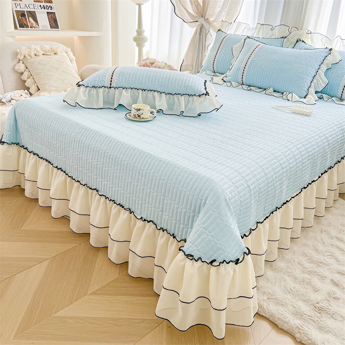 91家纺网 家纺一手货源 找家纺 虹星家纺 2025年新款全棉床盖四件套-花影倾梦 花影倾梦-天空蓝