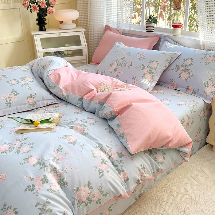 91家纺网 家纺一手货源 找家纺 元元被芯 2025新款40支13372全棉印花全棉被套夹棉四件套 初妤