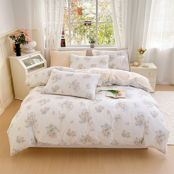 91家纺网 家纺一手货源 找家纺 元元被芯 2025新款40支13372全棉印花全棉隐藏式夹棉被套 花舞