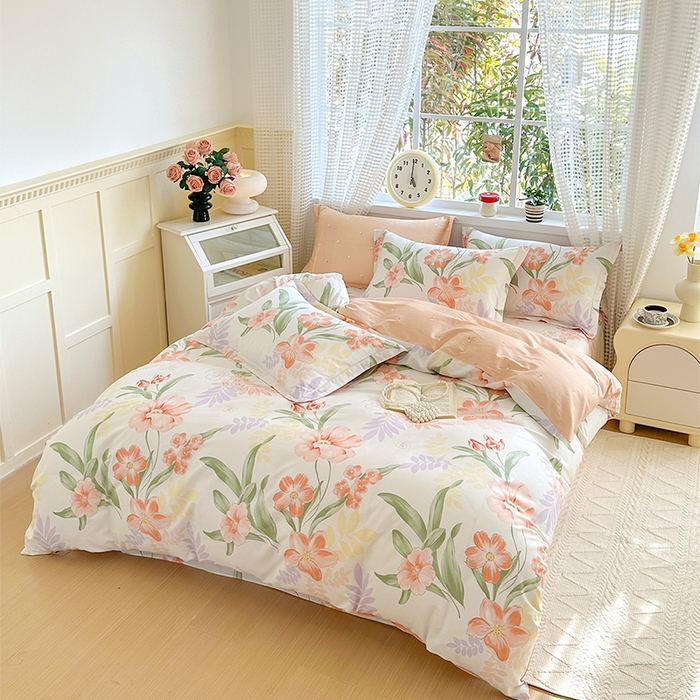 91家纺网 家纺一手货源 找家纺 元元被芯 2025新款40支13372全棉印花全棉被套夹棉四件套 半夏