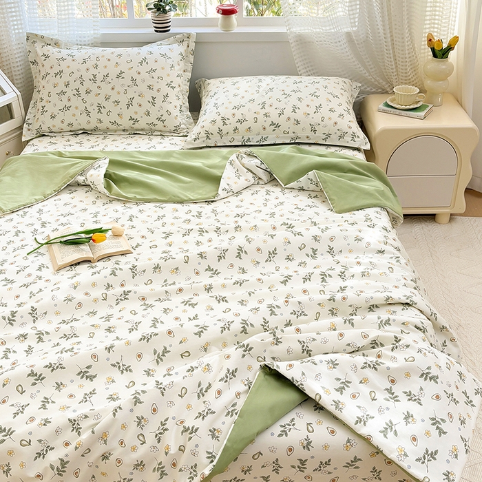 91家纺网 家纺一手货源 找家纺 2025新款40支13372全棉印花夏被 绿意