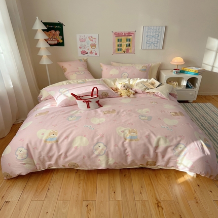 91家纺网 家纺一手货源 找家纺 （总）六巷胡同 2025新款 INS减龄可爱风卡通全棉四件套第五系（森林音乐会系列）