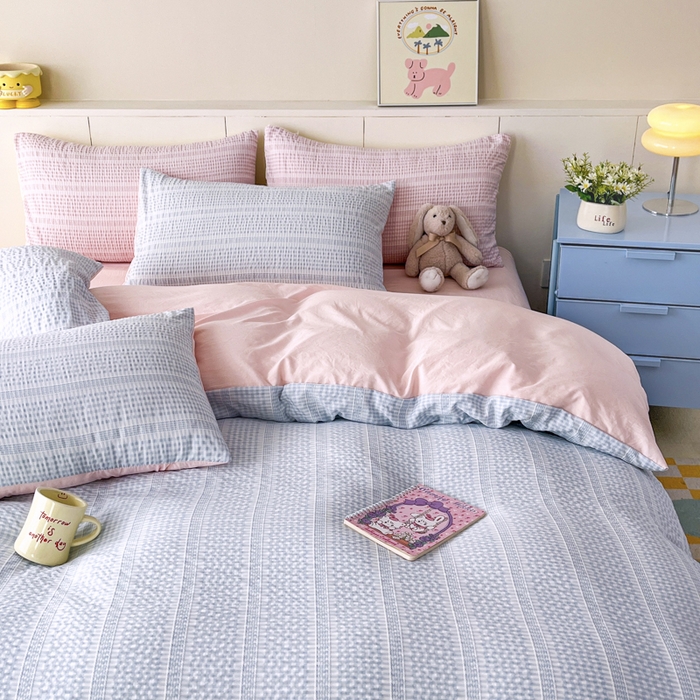 91家纺网 家纺一手货源 找家纺 （总）老K (原美阁） 2025新款亲肤舒适有氧针织棉亲肤四件套-叠拍图