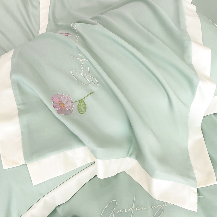 91家纺网 家纺一手货源 找家纺 狂想家 2025亲肤棉重工刺绣系列四件套-花海 花海苹果绿